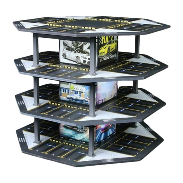 1:64 octogonal decorativo con luces LED resistentes, decoración realista para escritorio, fácil montaje, 48 plazas, coche de fundición a presión, estilo A
