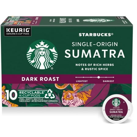 Starbucks Sumatra Dark Roast K-Cup Coffee Pods – 10 Count