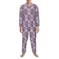 thumbnail image 3 of Sikiie Violets Flowers Mens Pajama Set, Soft Warm Long Sleeve Sleepwear, Cozy Button-Down Pjs for Men-Medium, 3 of 7