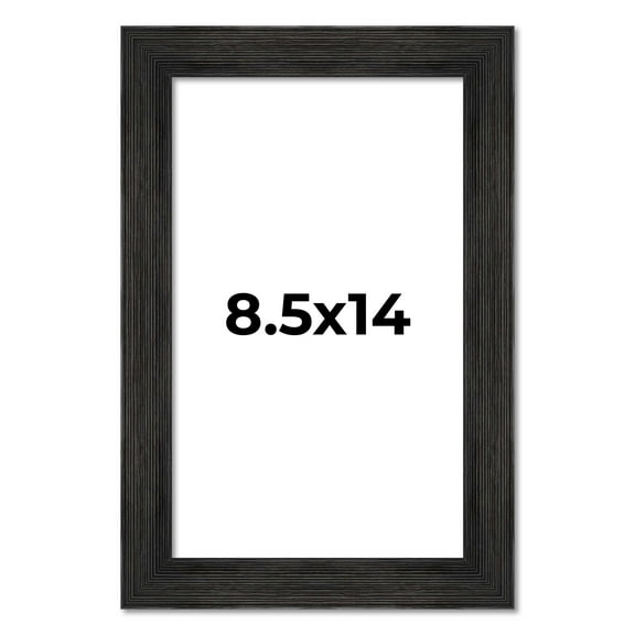 8.5x14 Distressed/Aged Black Complete Wood Picture Frame with UV Acrylic, Foam Board Backing, & Hardware