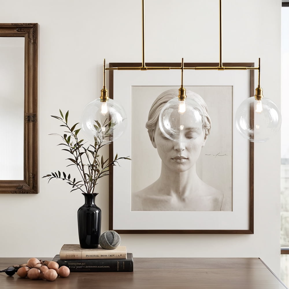 Modern Glam Linear Globe Chandelier,Mid-century inspiration,Chandelier for Dining Room,Living Room,BedRoom