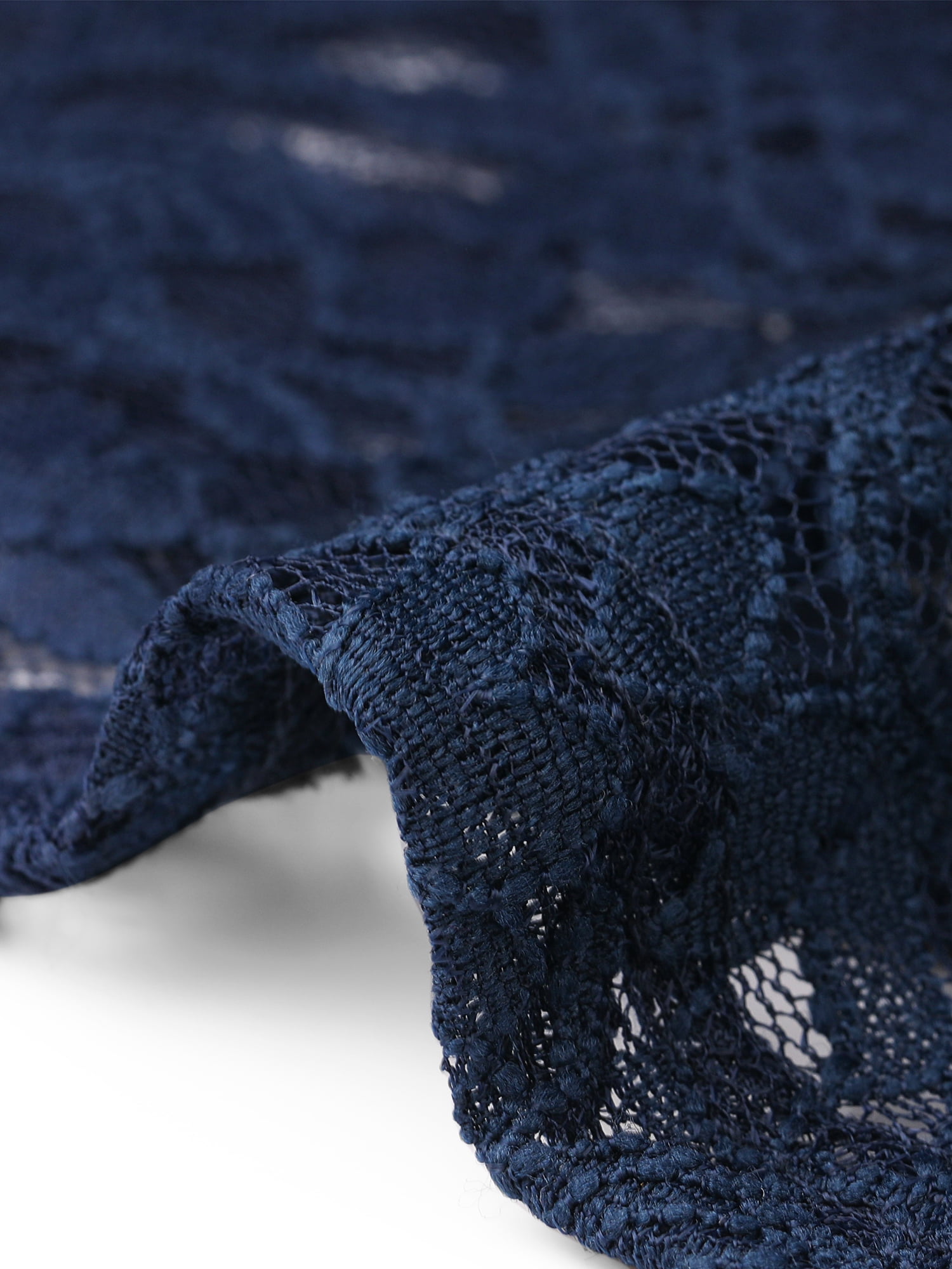 DARING DIVA Women's Plus Size Floral Lace 3/4 Sleeves Pocket Cocktail Dress 2X Navy Blue