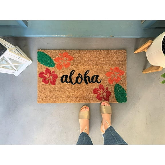 Funny Doormats for Entrance Home Aloha Doormat Plant Lady Doormat Floral Doormat Summer Doormat Cute Doormat Gift for Mom First Home Gift Hawaii Gift Funny Doormat Cute Rugs for Kitchen 16x24 inch