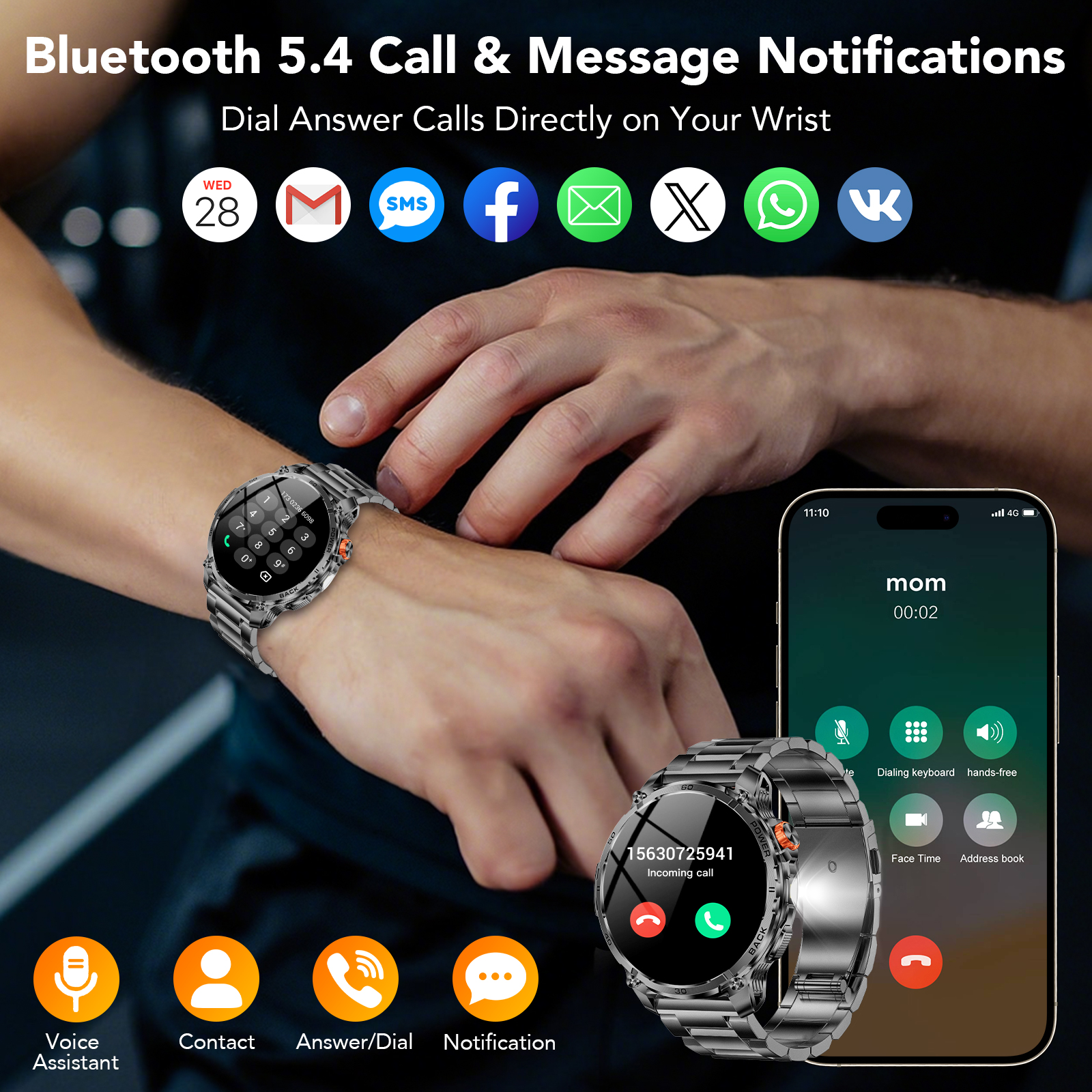 Tikland Smart Watch, 1.75" AMOLED, 120+ Sport Modes photo 2