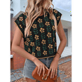 thumbnail image 6 of Womens Summer Casual Printed Tops Cap Sleeve Crew Neck Cute Knit Sweaters black M, 6 of 7
