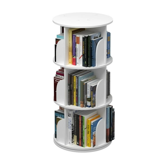 3 Tier 360° Rotating Stackable Shelves Bookshelf Organizer - White