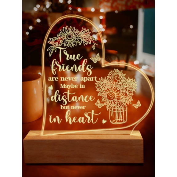 Acrylic Night Light Friendship Gifts for Women Christmas Thank You Gifts Sunflower Flower Gift Inspirational Office Appreciation Gifts (Sunflower Butterfly) LED Night Light