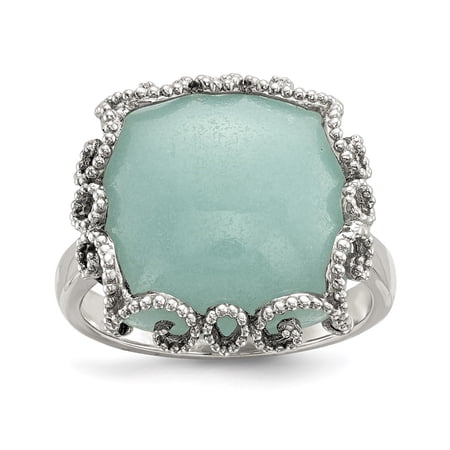 Diamond2Deal 925 Sterling Silver Amazonite Engagement Ring Size 8 for Women