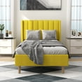 thumbnail image 3 of alazyhome Twin Size Upholstered Platform Bed Frame, Easy Assemble, Yellow, 3 of 7