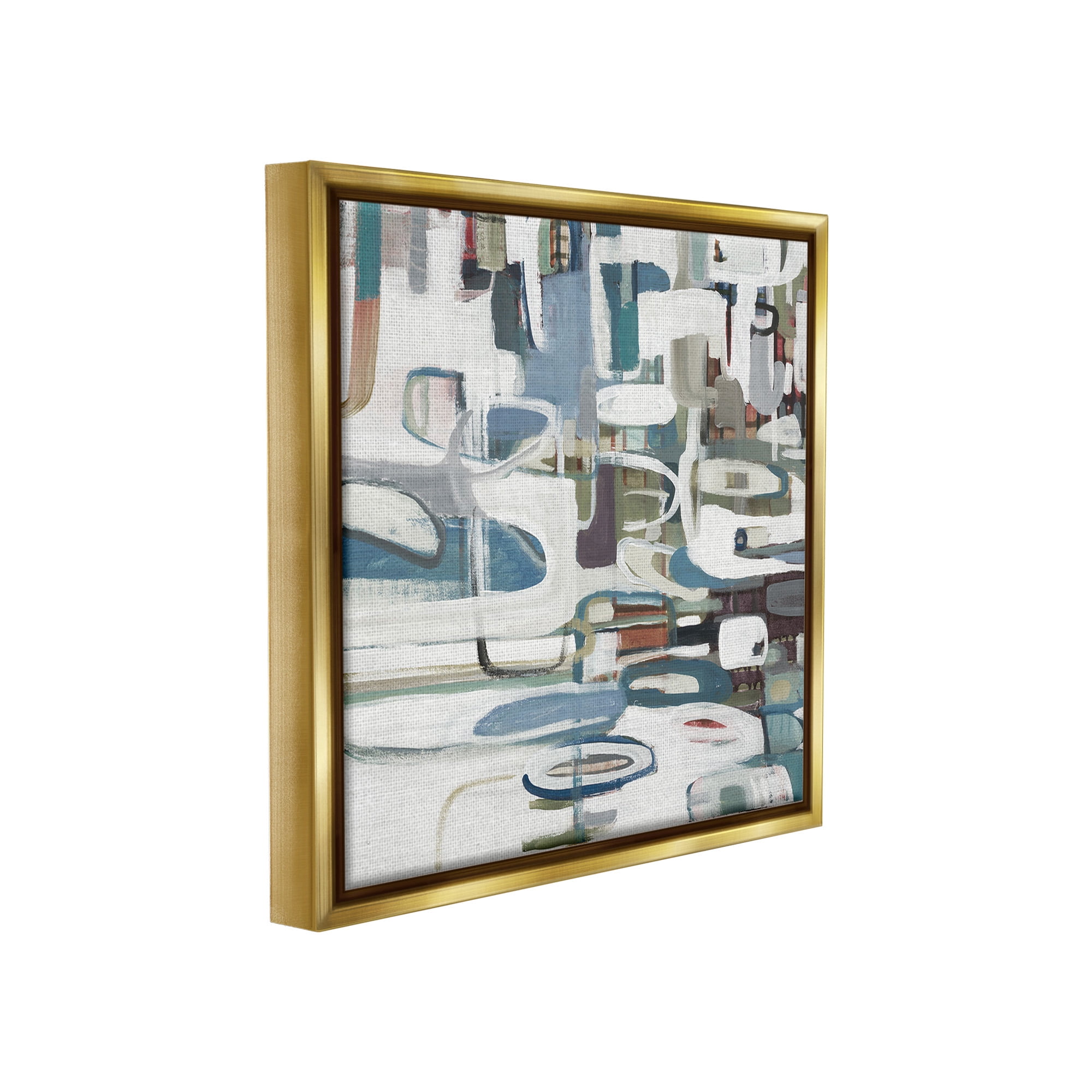 Stupell Industries Abstract Geometric Forms Abstract Painting Gold Floater Framed Canvas Art Print Wall Art, 25 x 25