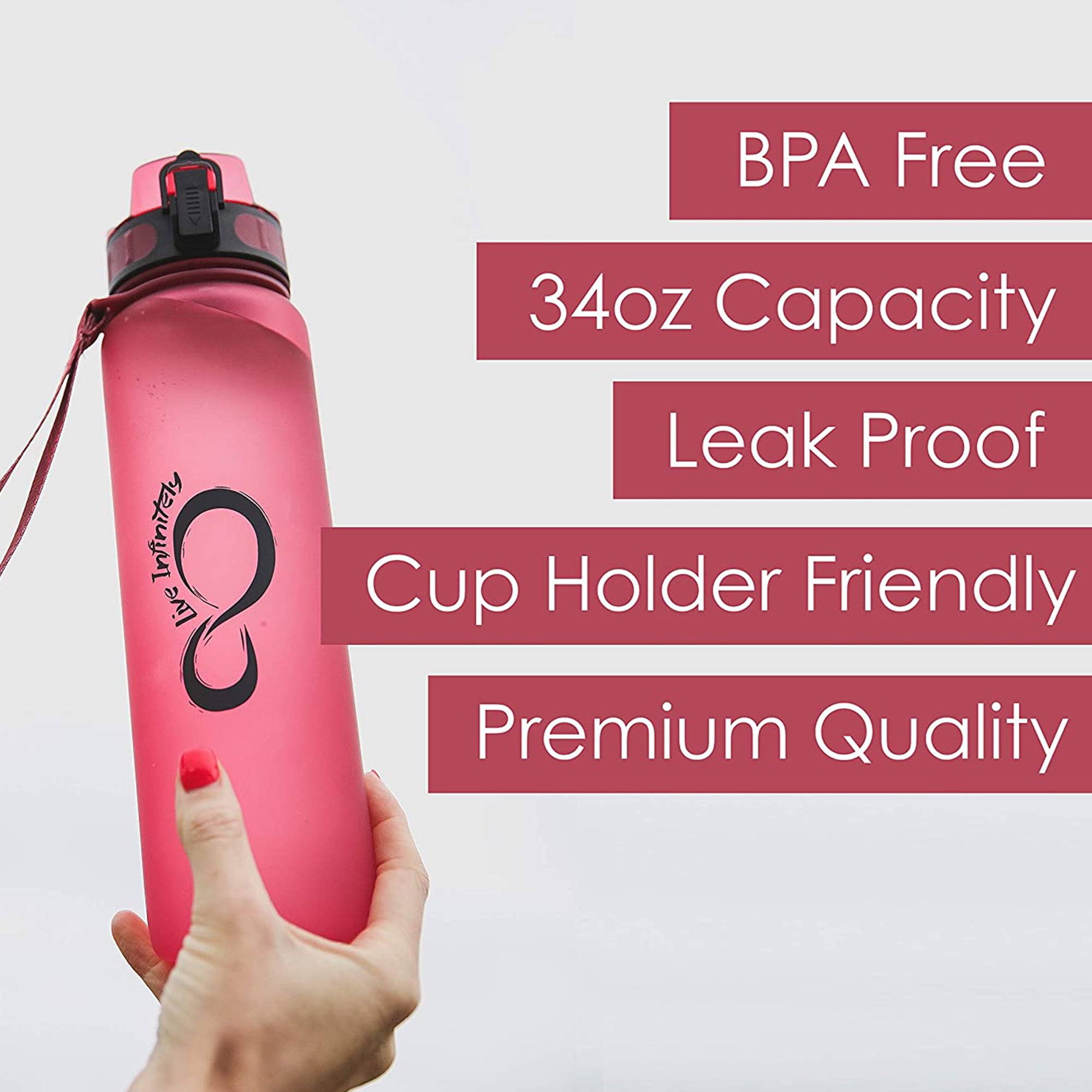 Live Infinitely 24 oz Insulated Water Bottle for Women - Cute Gym Water  Bottles with Timed Marks - BPA Free Shaker Bottle - For Workout Fitness