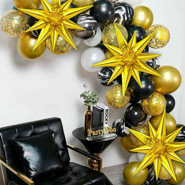 50Pcs Gold Starburst Cone Mylar Balloons Gold Explosion Star Christmas Party Supplies New Year s Eve Party Decorations Birthday Wedding Photo