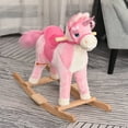 thumbnail image 6 of Kids Bikes Qaba Rocking Horse, Kids Ride on Horse Unicorn Design with Wooden Base, Tail Wag & Sounds for Toddlers 3-6 Years Old, Pink,Kids Riding Toys, 6 of 8