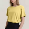 thumbnail image 3 of T-Shirt Uni à Manches Courtes à Col Rond pour Femme Grande Taille - Incontournable Polyvalente de la Garde-Robe, 3 of 5