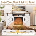 thumbnail image 3 of PAPROOS Fireplace TV Stand for TVs up to 65 Inch, Farmhouse Entertainment Center with 23" Fireplace, Sliding Barn Doors, 2 Storage Drawers, Adjustable Shelves, TV Console for Living Room, White+Brown, 3 of 13