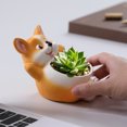 thumbnail image 3 of Yesbay Animal Flower Pot Cat Dog Succulents Pots Resin Planter with Drainage Hole for Succulents Desk Decoration, 3 of 8