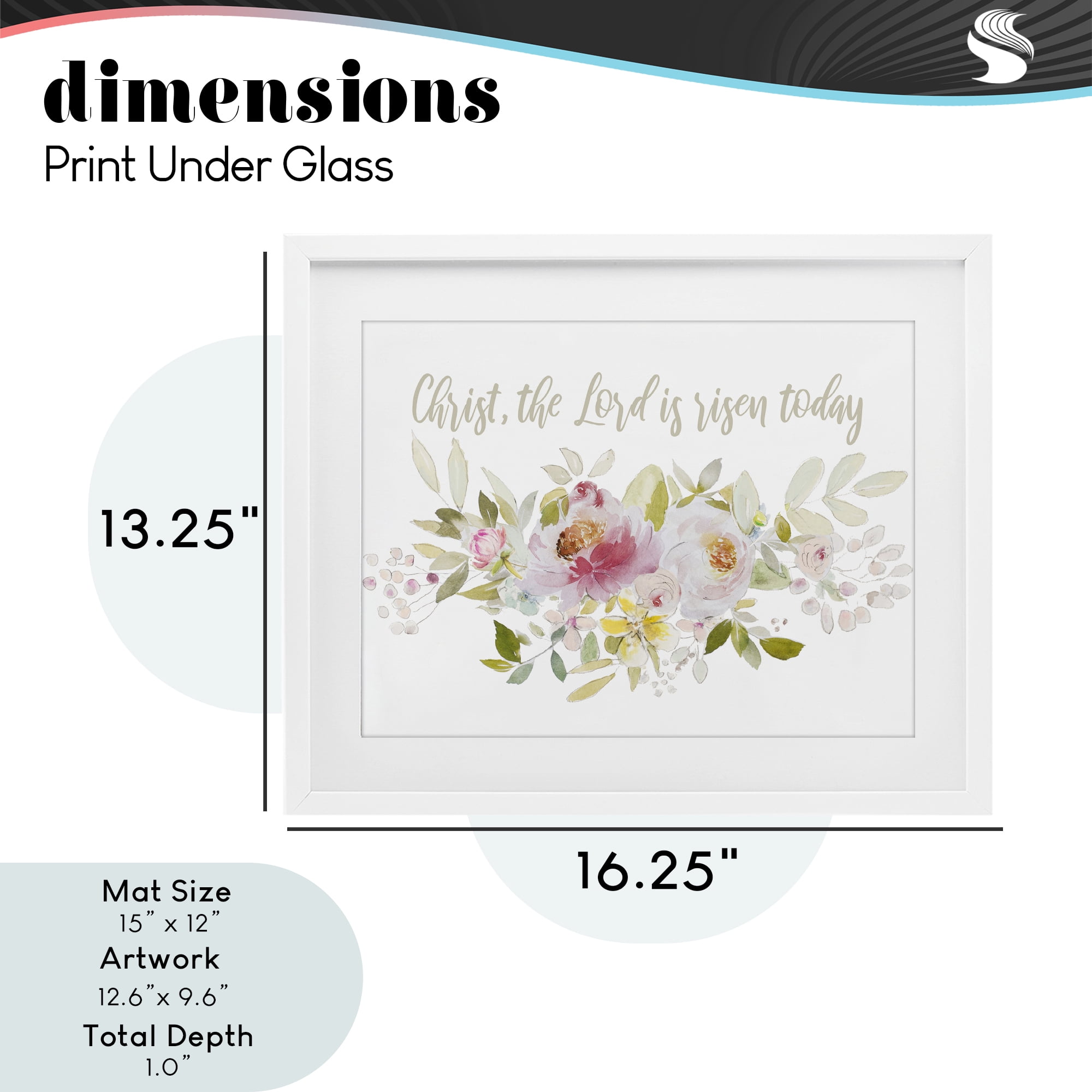 Stupell Industries The Lord Is Risen Florals White Framed Print Under Glass, design by Patricia Pinto