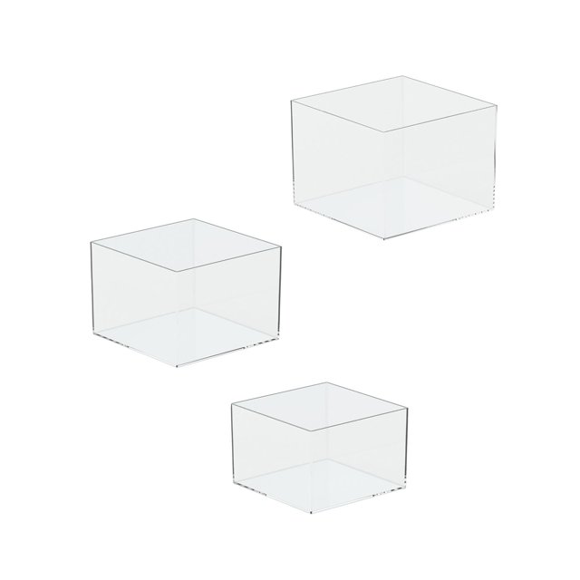 Caja de almacenamiento de escritorio, estuche de almacenamiento, contenedor de joyas transparente, liviano e impermeable, organizador de cosméticos 3 piezas