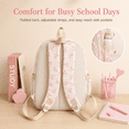 thumbnail image 5 of 3 Piece Coquette Bow Print Backpack Set, Lightweight Adjustable Straps Lightweight, Nylon Multi Compartment Bookbag, Cute Aesthetic Laptop Daypack for Back to School Travel Daily Use, 5 of 11