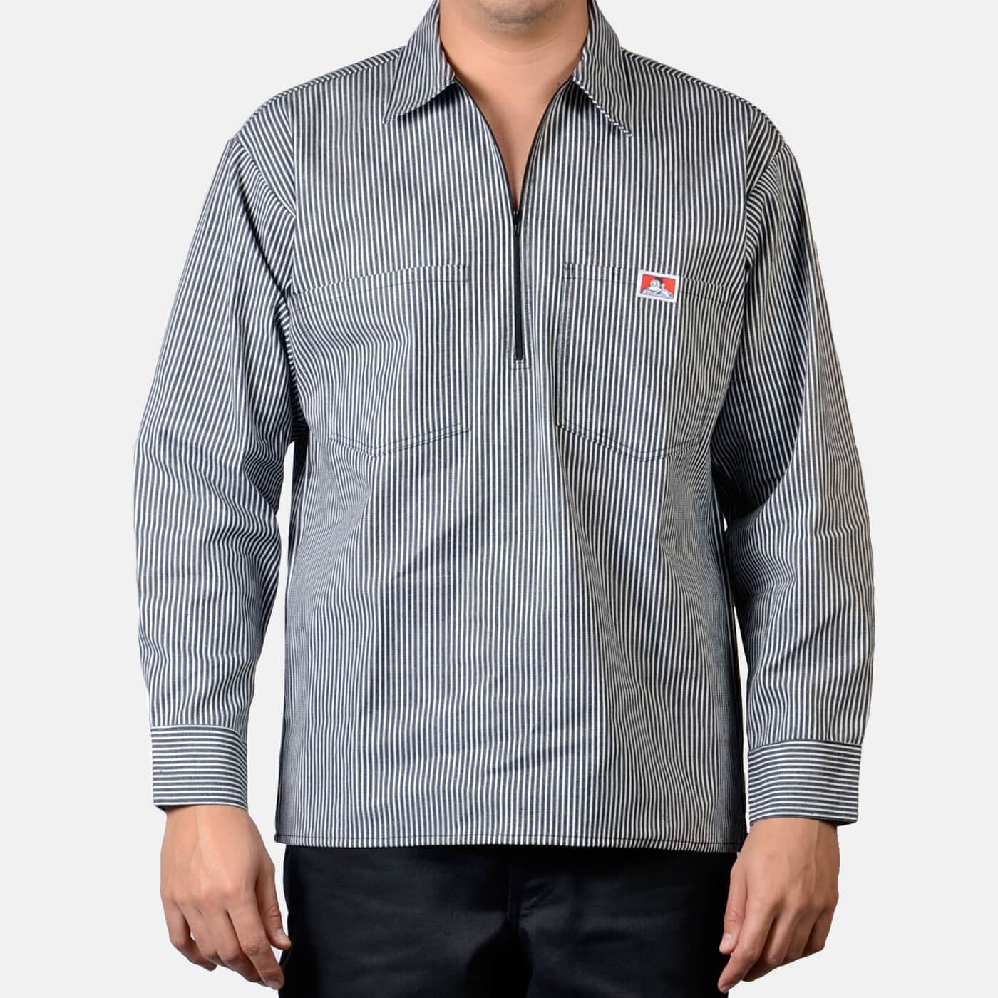 Ben Davis Stripe Pattern Half Zip Short Sleeve Work Shirt Made in USA Men's S Vintage /eaa441858