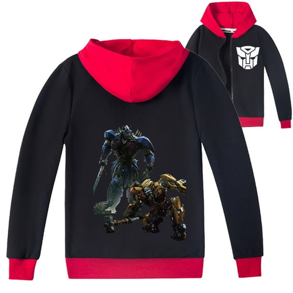 Transformers Print Unisex Hooded Zipper Jacket for Kids, Great Outerwear for Springtime