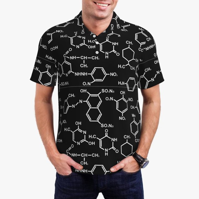 Balery Chemistry Formulas 1 Camisa Polo de Hombre con Estampado, de Manga Corta y Tejido Medio, Camisa Tipo Golf Polo-3X-Large