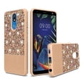 thumbnail image 1 of For Lg K40 Harmony 3 Pu Leather Glitter Hybrid With Chrome Tpu - Gold, 1 of 2