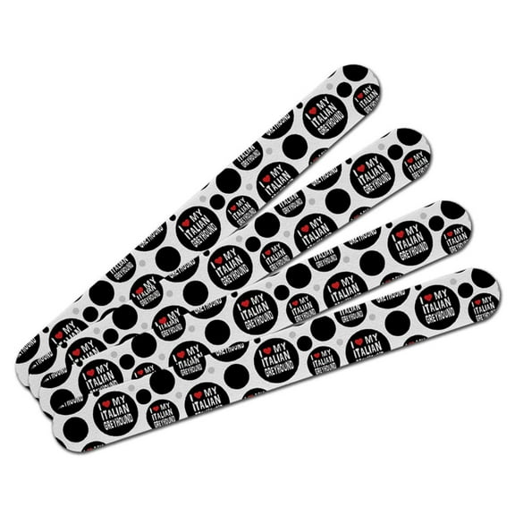 I Love My Italian Greyhound Stylish Double-Sided Nail File Emery Board Set 4 Pack