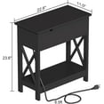 thumbnail image 2 of End Table with Charging Station, Narrow Flip Top Side USB Ports & Power Outlets for Small Spaces, Bedside Storage, Nightstand Sofa Living Room, Bedroom Black, 2 of 15