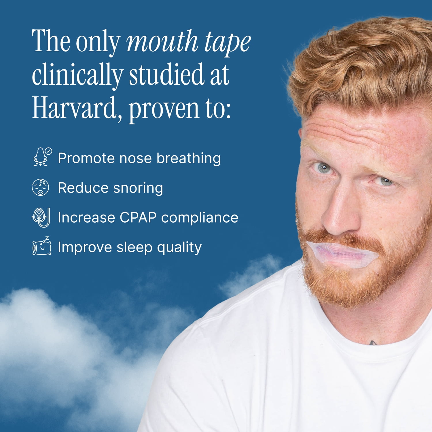 SomniFix Mouth Tape - Gentle and Hypoallergenic Adhesive Strips for Deeper Sleep, Better Nose Breathing, and Relief from Snoring and Dry Mouth - 30 Count