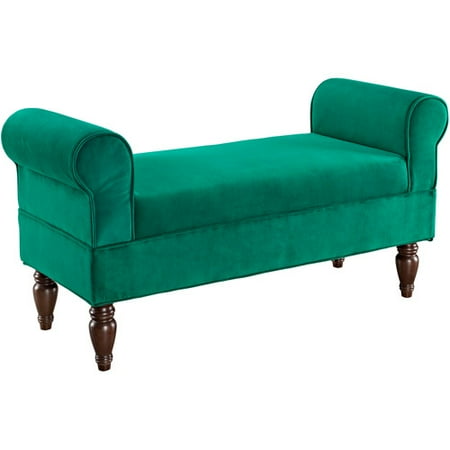 Linon Lillian Rolled Arm Upholstered Bench Multiple Colors