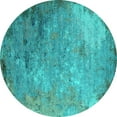 thumbnail image 1 of Ahgly Company Indoor Round Oriental Turquoise Blue Industrial Area Rugs, 4' Round, 1 of 4