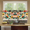 thumbnail image 4 of Yayeee Kitchen Curtains Tier Set of 2 Light Filtering 57"x36" Over Sink Window Panels, Beige Geometric, 4 of 7