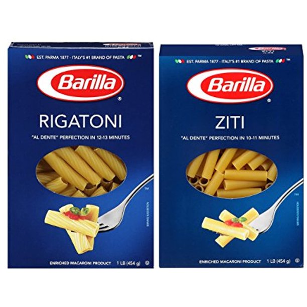 Barilla Pasta Variety Pack, Rigatoni & Ziti, 16 Ounce (Pack Of 6) -  