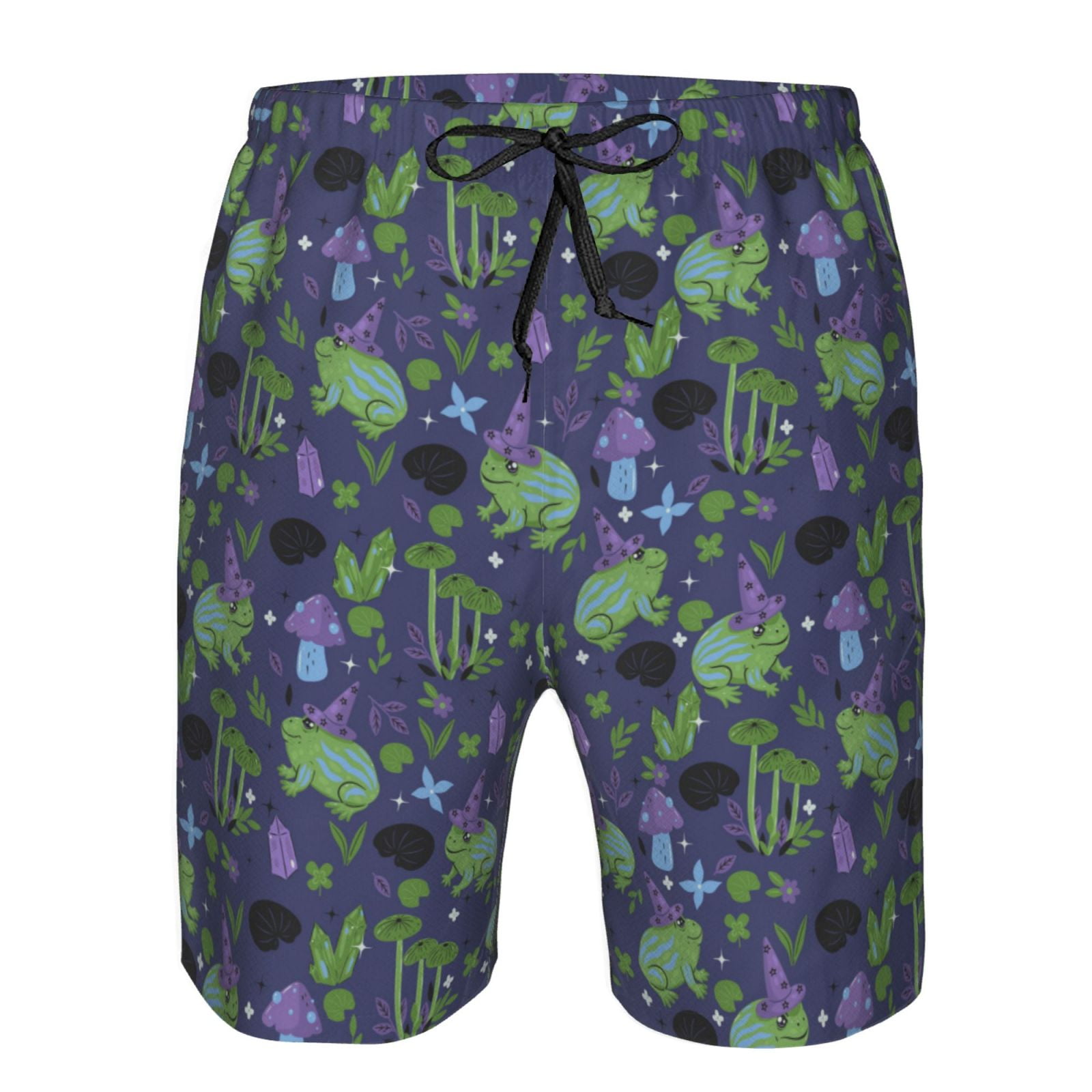 Naloa Magic Toads in Hats Men's Beach Shorts, Surfing shorts, Swim trunks, Quick Dry Swim Trunks for Surfing Beach Fun - 3X-Large