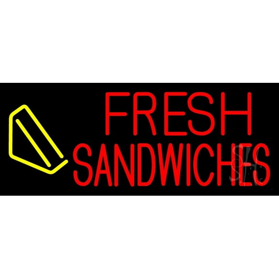 Fresh Sandwiches LED Neon Sign 10 x 24 - inches, Clear Edge Cut Acrylic Backing, with Dimmer - Bright and Premium built indoor LED Neon Sign for restaurant window and interior decor.