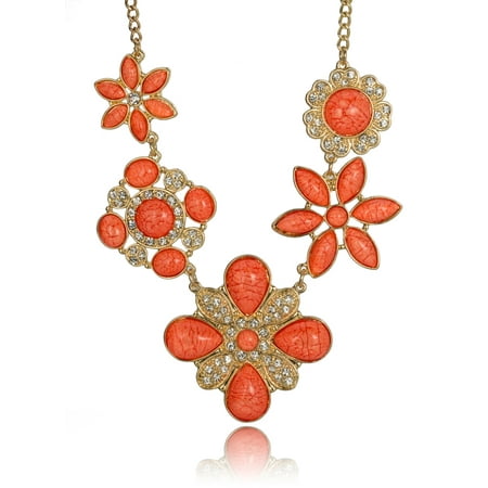 - Designer Flower Gold-tone Chain Necklace Set Matching Earrings by Jewelry Nexus