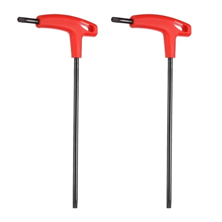 Uxcell 2pcs T-Handle Torx Key Wrench T30 Carbon Steel Dual End T-Key Wrench Torx Screwdriver Hex Keys Tool for Automotive Household Maintenance Red