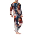 thumbnail image 2 of Naloa Sunset Ocean Watercolor Dolphin Men’s Pajamas Set - Long Sleeve Button Down Sleep Shirt and Pajama Bottoms Sleepwear Set-, 2 of 7