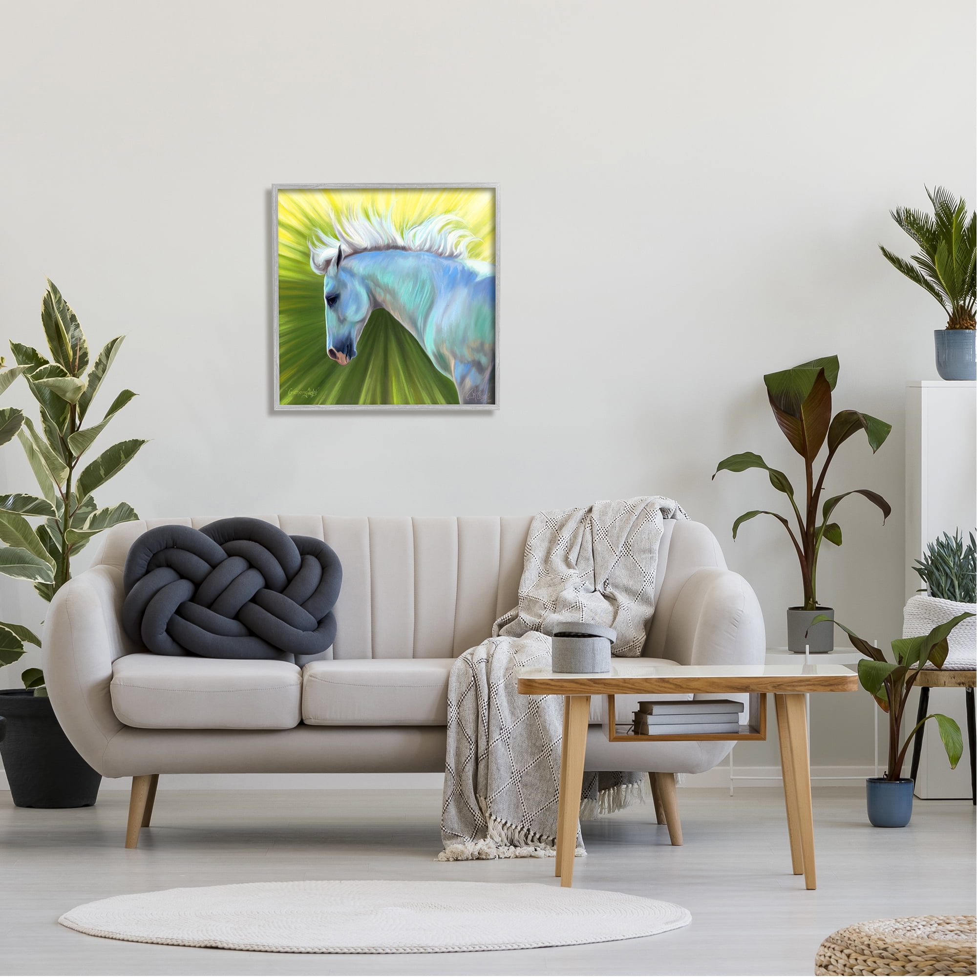 Stupell Industries Gathering Light Horse Animals & Insects Painting Gray Framed Art Print Wall Art, 24 x 24
