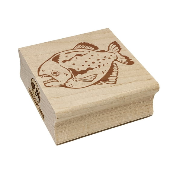 Red-Bellied Piranha Carnivorous Fish Square Rubber Stamp Stamping Scrapbooking Crafting - Medium 1.75in