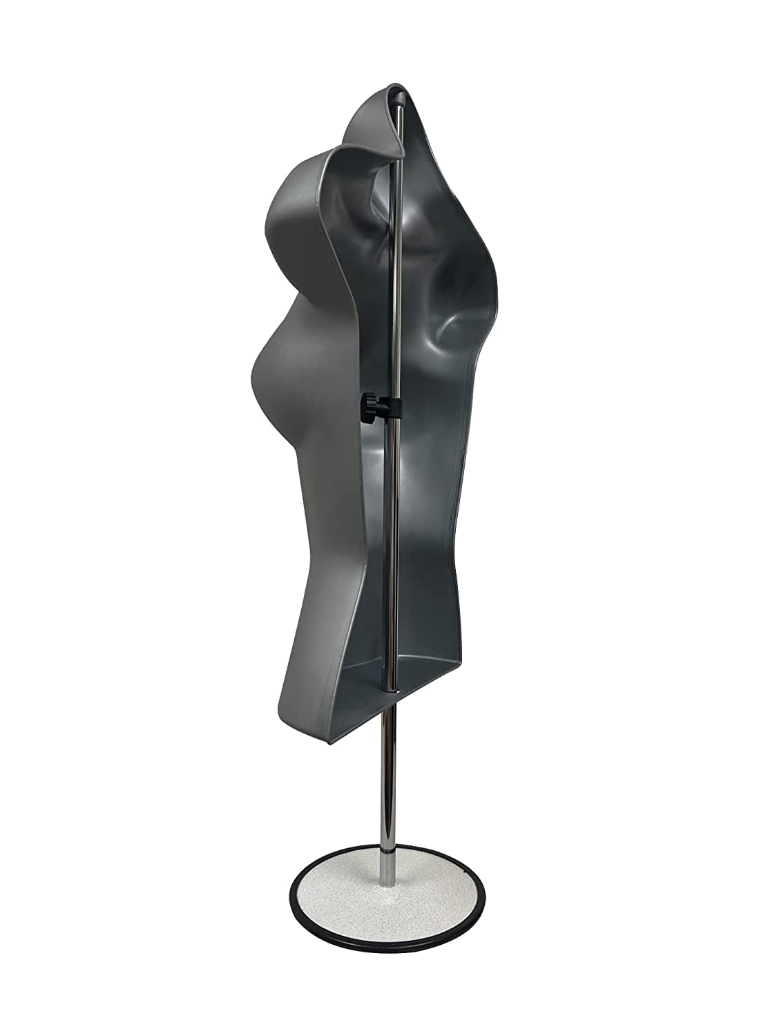 DisplayTown Gray Male + Female Mannequin Hollow Back Body Torso Set w/ Metal Stand and Metal Pole & Hanging Hook, S-M Sizes
