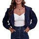thumbnail image 1 of Chaqueta corta informal de pana con capucha y cremallera para mujer, 1 of 7