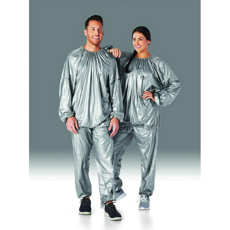 Athletic Works Sauna Suit with Reflective Detailing on Sleeves,  Large/X-Large, Silver 