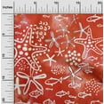 thumbnail image 2 of oneOone Cotton Cambric Red Fabric Starfish & Fish Sewing Fabric By The Yard Printed Diy Clothing Sewing Supplies 56 Inch Wide, 2 of 6