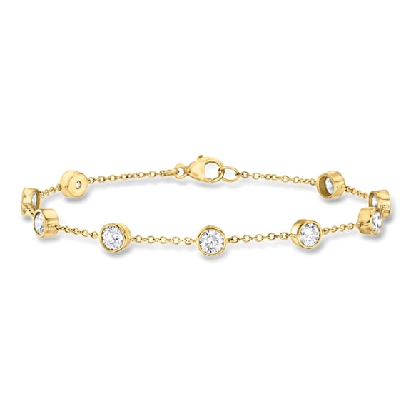 Ross-Simons 2.00 ct. t.w. Bezel-Set CZ Station Bracelet in 18kt Gold Over Sterling, Women's, Adult