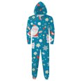 thumbnail image 2 of Mono familiar a juego para Navidad 2024, disfraz de cosplay de una pieza con estampado gráfico de Papá Noel y sombrero de ciervo, ropa de estar clásica para otoño e invierno, atuendo navideño, azul, 2 of 4
