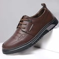 thumbnail image 2 of TIREOW Men's Genuine Leather Oxford Classic Round Toe Casual Fashion Shoes Lace Up Lug Sole Soft Bottom Business Work Dress Shoes Comfort Oxfords Dress Shoes, 2 of 5