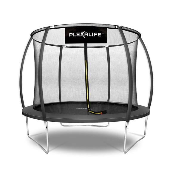 Plexalife Ensemble de Trampoline Extérieur en Forme de Citrouille avec Enceinte de Sécurité à Cadre Supérieur de Qualité Supérieure, 10 Pi - Charbon