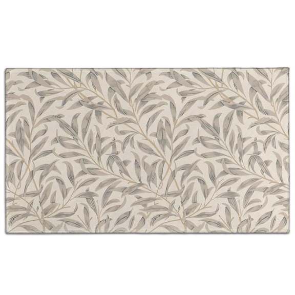 Beige Leaves Crystal Velvet Nonslip Floor Mat, Entryway Doormat Durable Low-Profile Mat Home Decor, Rug Washable Kitchen Bathroom Laundry Bedroom Living Room Doormats 30x17in